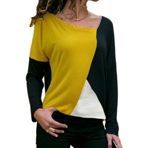 Colorblock Yellow and Black Women's Top